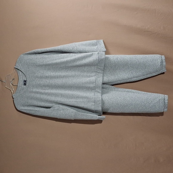Muk Luks Quilted French Terry Jogger w/Crew Lounge Set XL Heather Grey NWOT - Picture 1 of 14